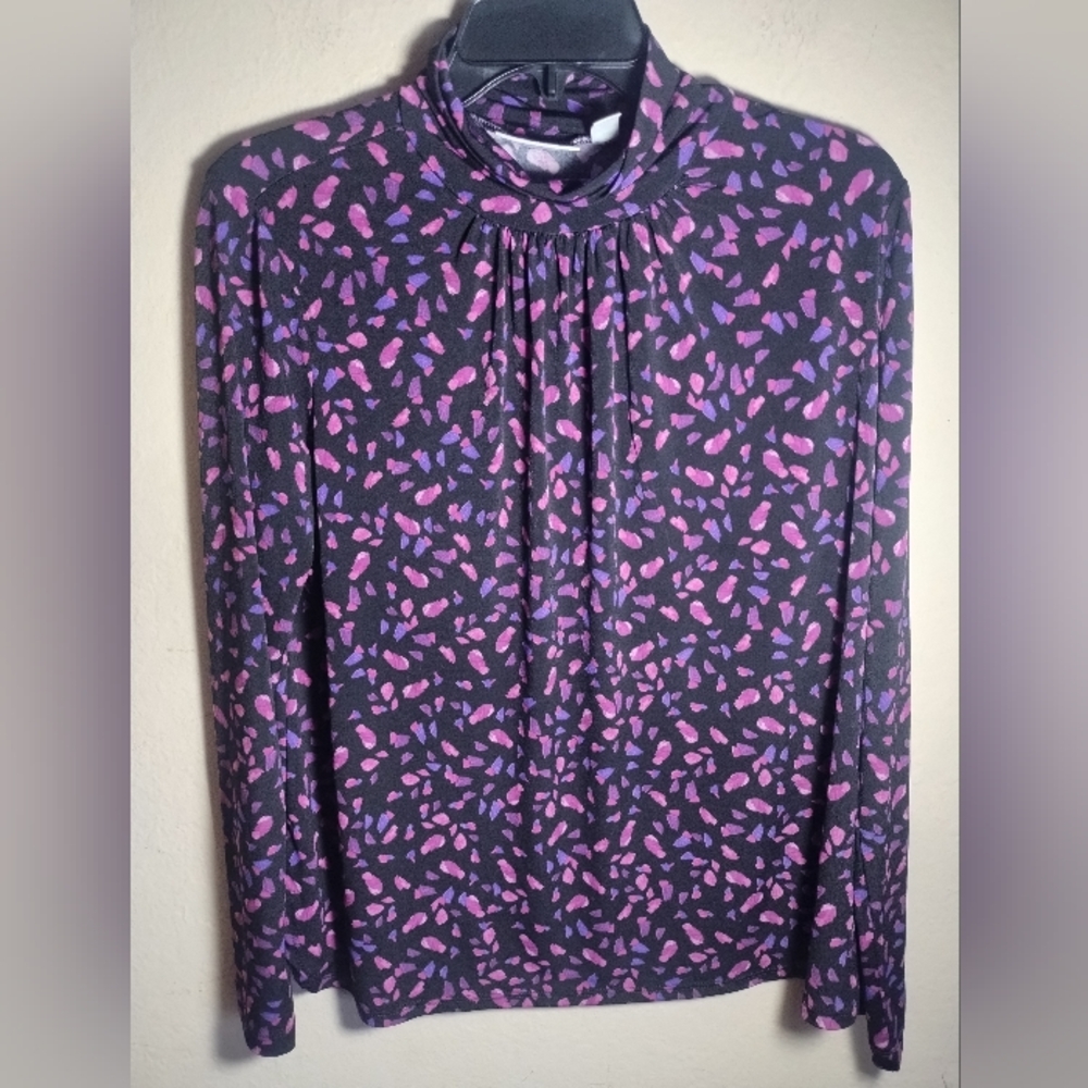Susan Graver Top Women S Black Pink Long Sleeve